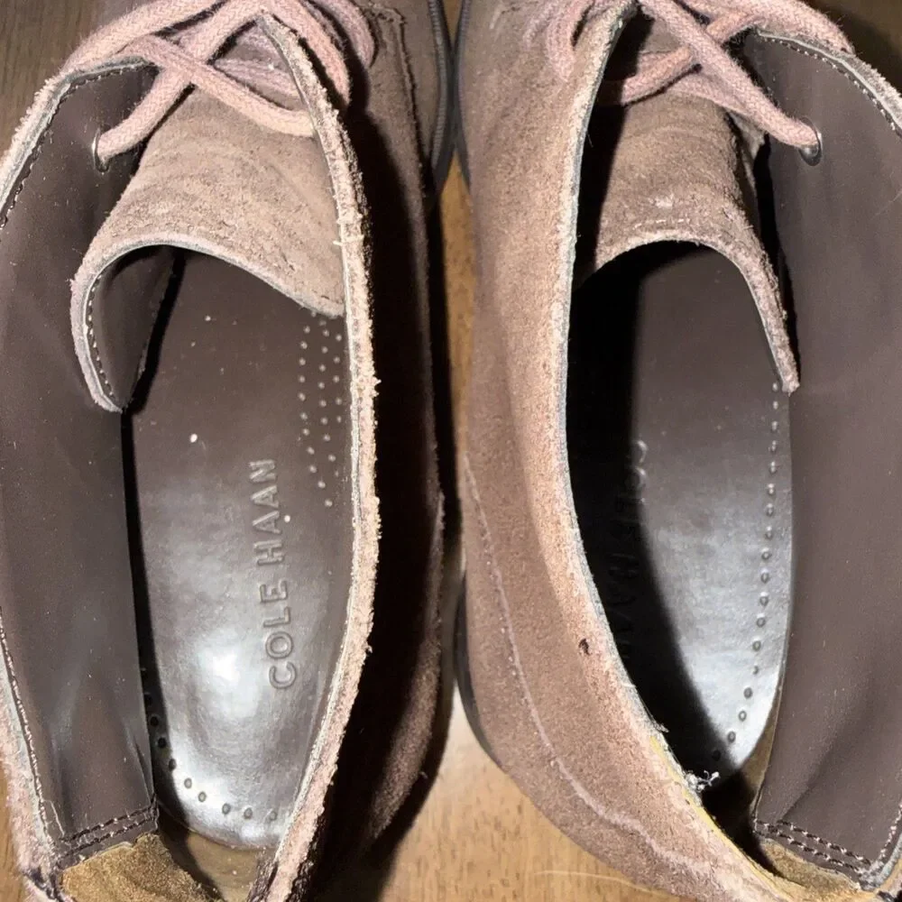 Cole Haan Men 8M Brown Suede Chukka Boots Lace Up Desert Ankle Dress Shoes